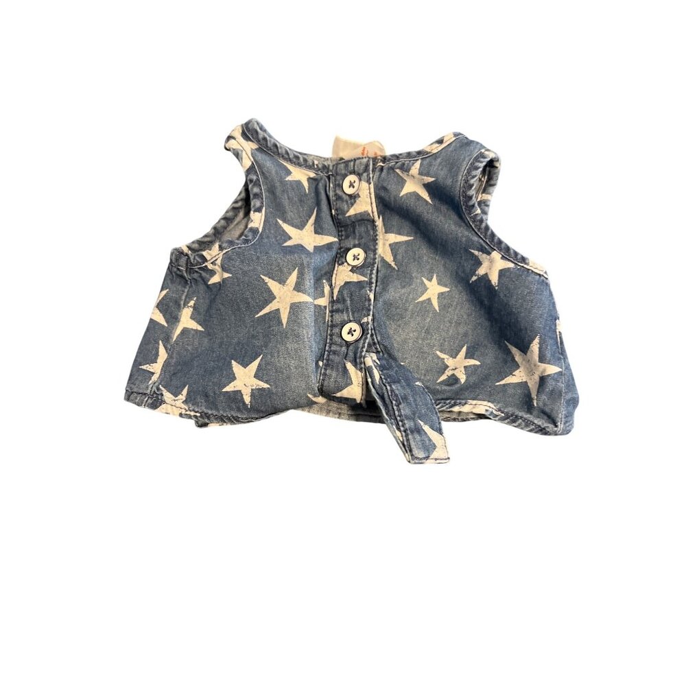 Cat & Jack Baby Infant Denim Tie Front Tank Top Star Design Buttons Sz 3/6 M